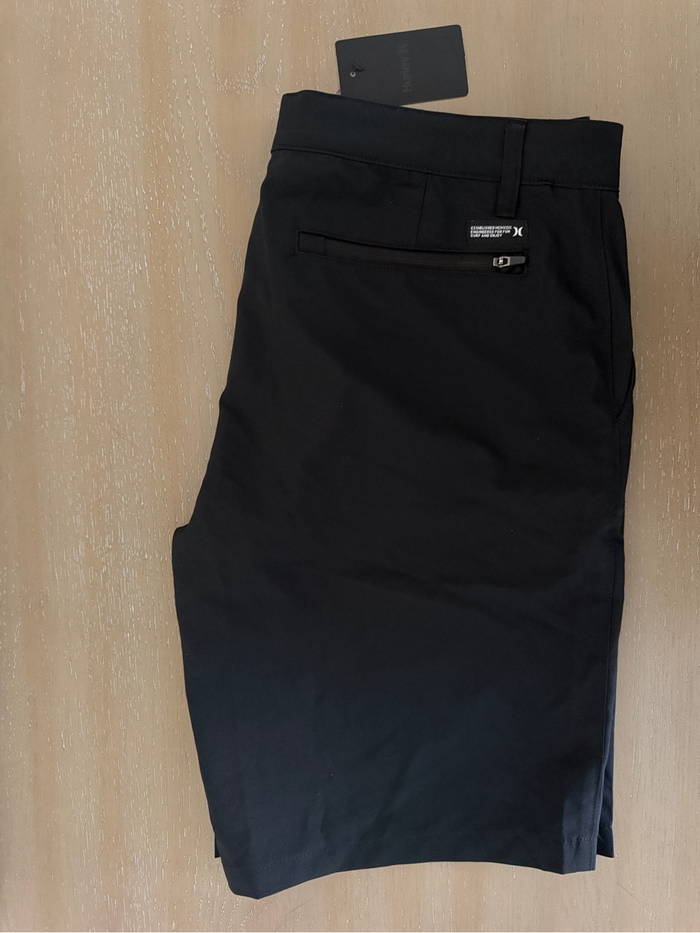 Hurley Black Stretch Performance Shorts with Zip Pocket